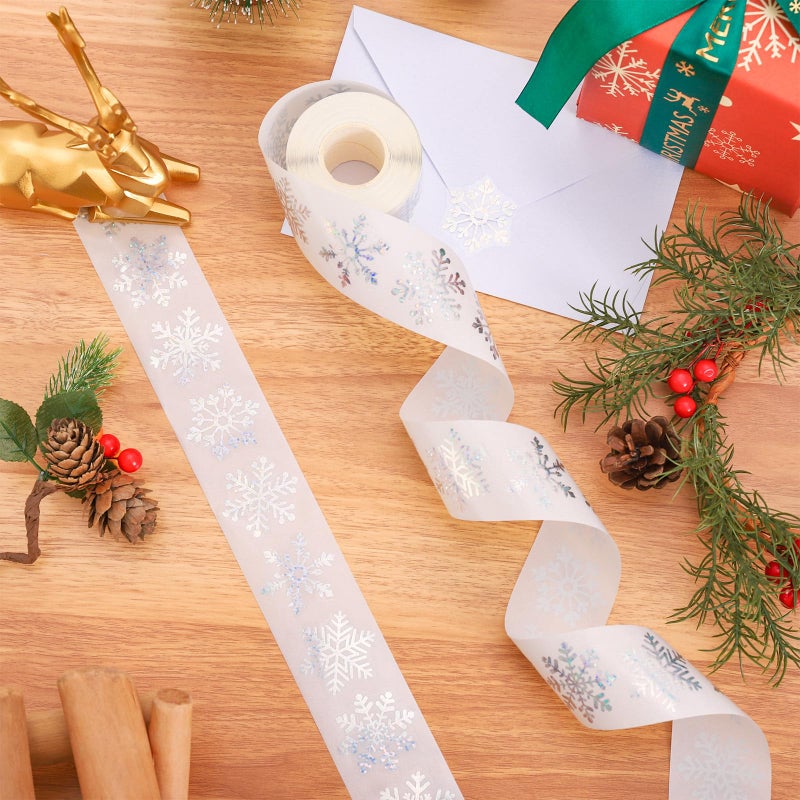 وولاين ملصقات ندفة الثلج الشتوية من Whaline، ملصقات ختم ندفة الثلج الفضية بالليزر، ملصقات ذاتية اللصق مقاومة للماء لعيد الميلاد، ديكور مجلة المغلف، عطلة عيد الميلاد، 500 قطعة - Image 3